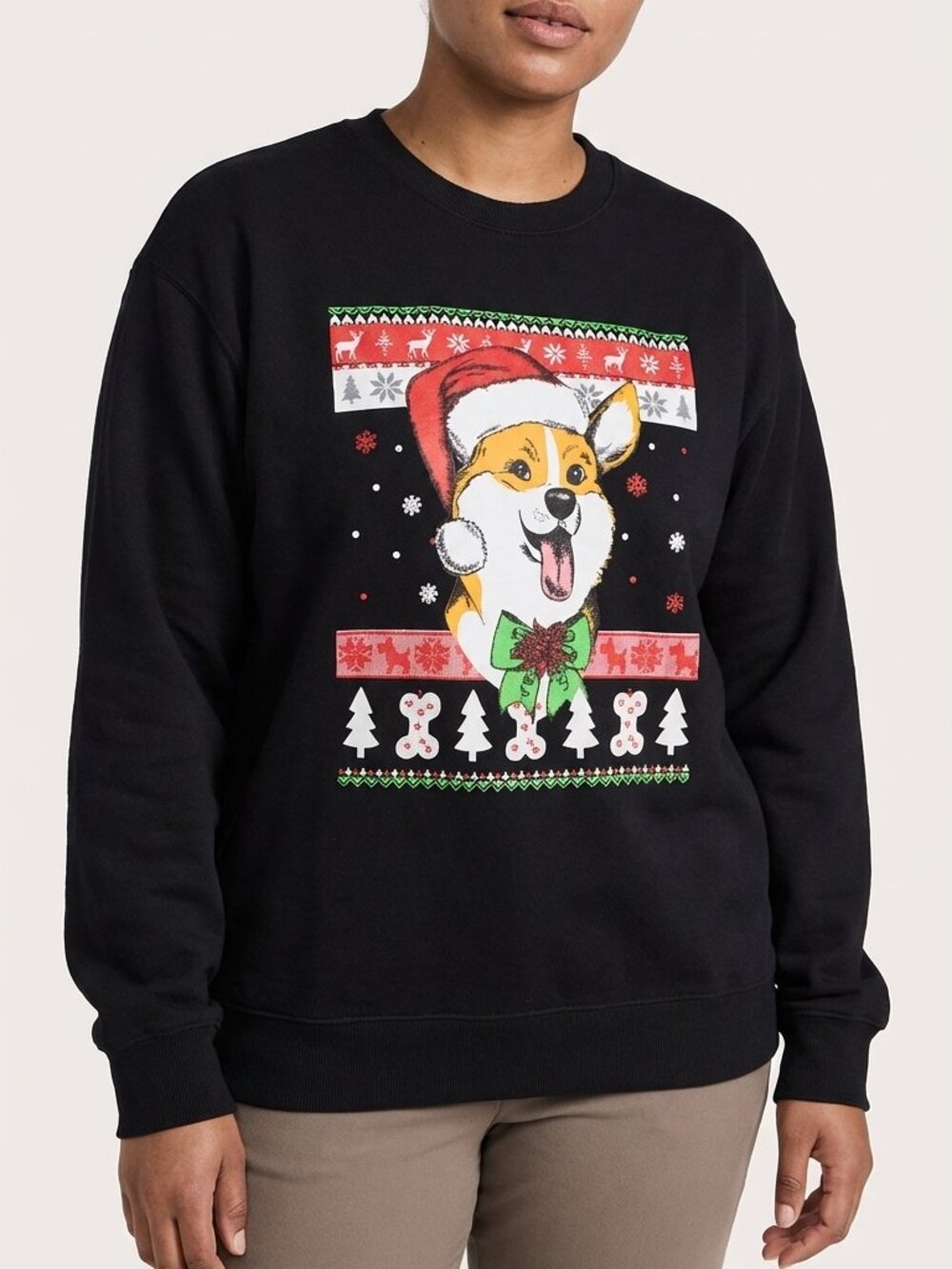 Merry Corgmas M/L Ugly Sweater Christmas Gift Corgi Dog Santa Unisex Sweatshirt